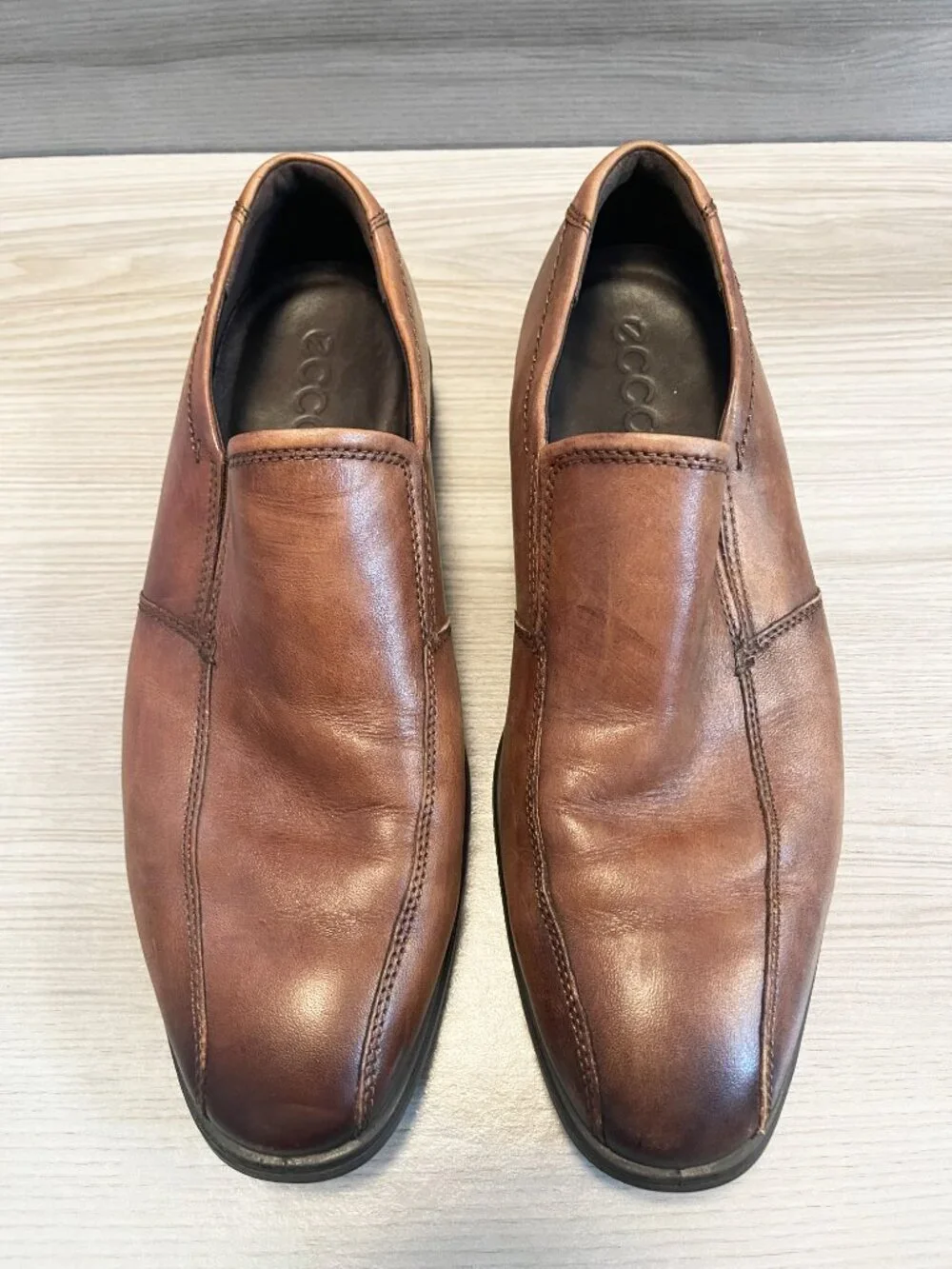 ECCO Men's Brown Leather Slip On Loafers Dress Comfort Shoes Size 11 EU 45